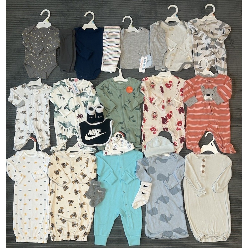Huge Lot Baby Boys Clothes 0/3 3 Months Newborn NEW &EC NIKE Carters Winter